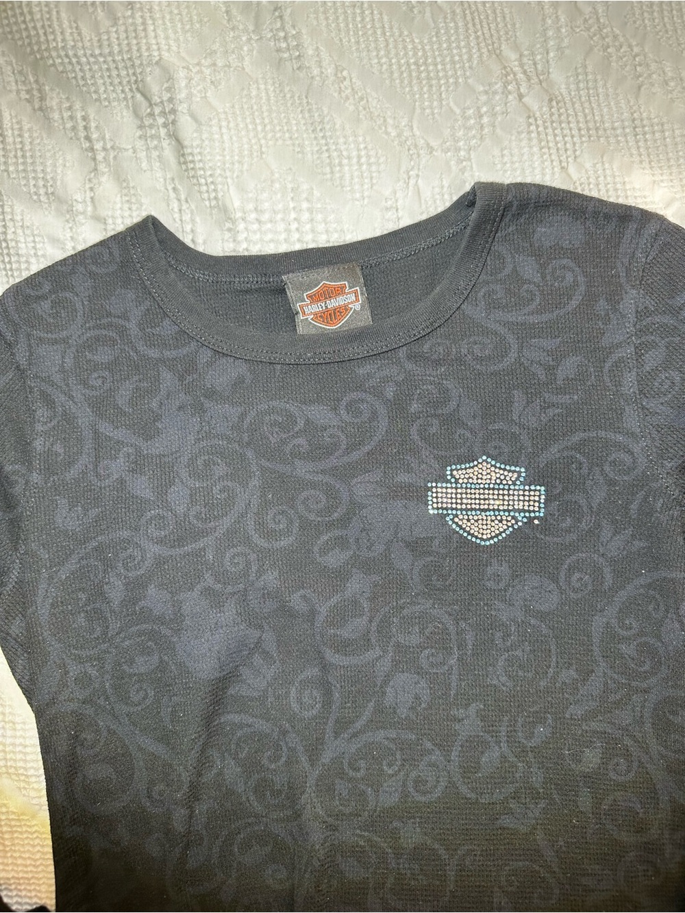 Harley Davidson Long Sleeve Bedazzled T-shirt in Black - Picture 4 of 4